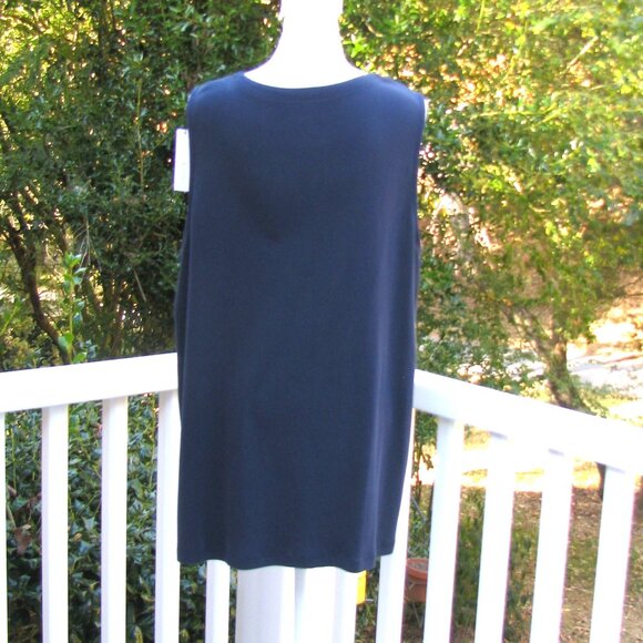 NWT Chico's Orchid Notch navy floral 4 sleeveless tank top shirt XXL pullover - Picture 6 of 8